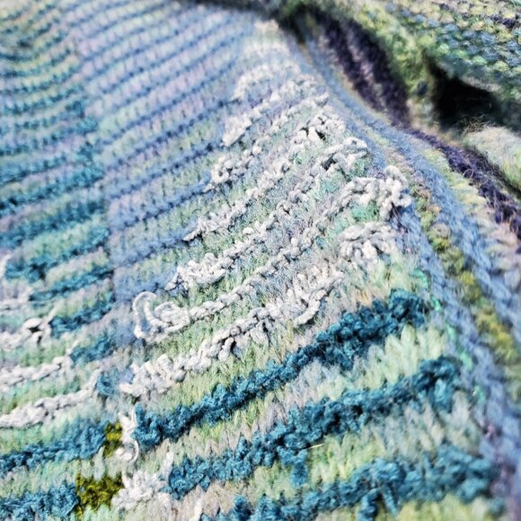 Anthropologie Sleeping on Snow Colorblock Long Line Clasp Ruffle Cardigan - L - Picture 6 of 10